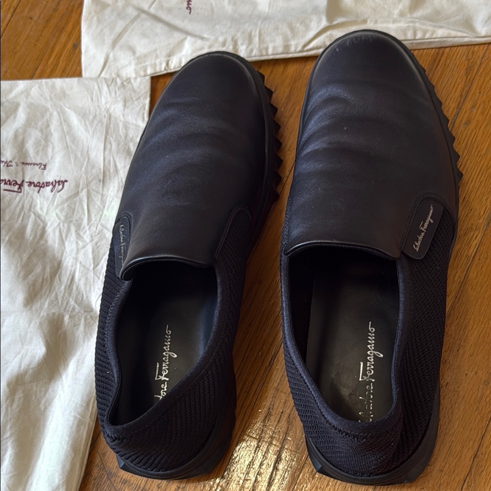 Salvatore Ferragamo Black Slip-On Loafers with Minimalist Design